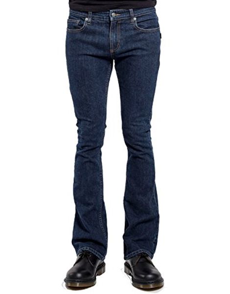 

trash and vaudeville mens indigo blue flare jean