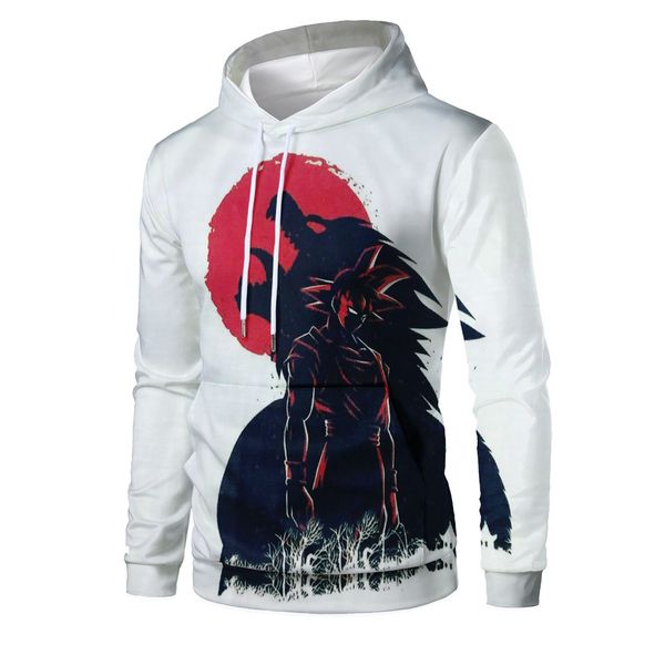 

mens designer new wolf sun wukong 3d digital printing pullover hoodie, Black
