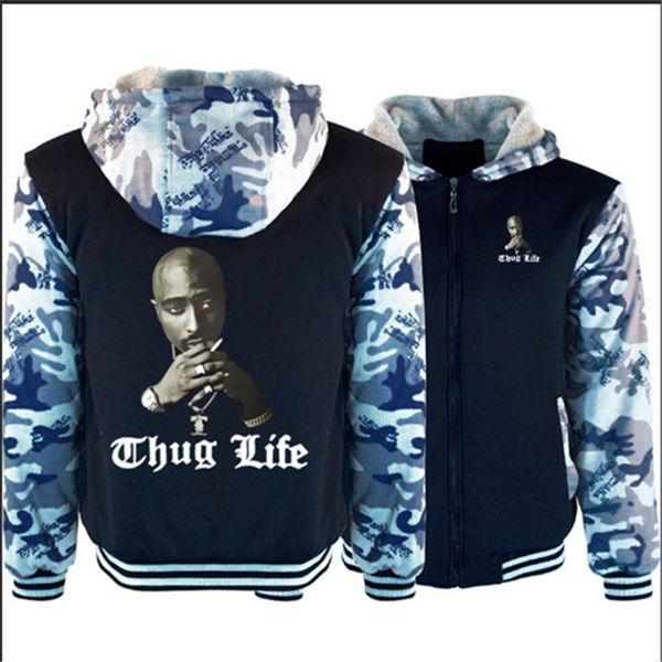 

2019 european and american rock rap new parker hooded fashion casual sports plus velvet thick hooded jacket, Tan;black