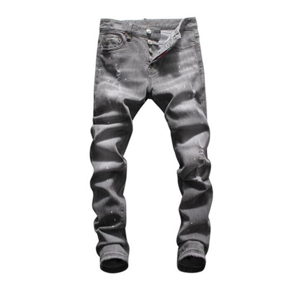 

2019 mens distressed ripped biker jeans slim fit motorcycle biker denim for men fashion designer hip hop mens jeans good quality, Blue