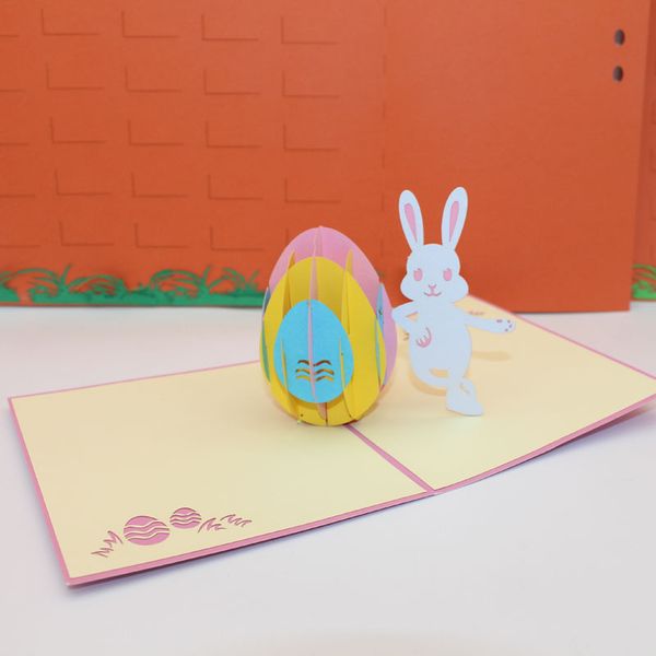 

new easter festival 3d pop up greeting cards hollow easter egg rabbit blessing cards creative birthday gift