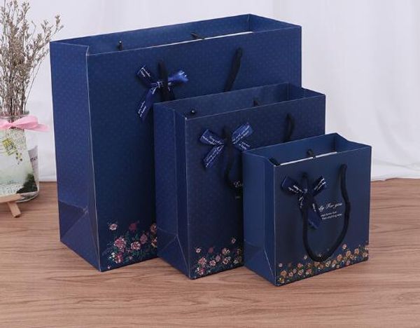 

dark blue printed hand bag gift bag clothing shopping customizable logo
