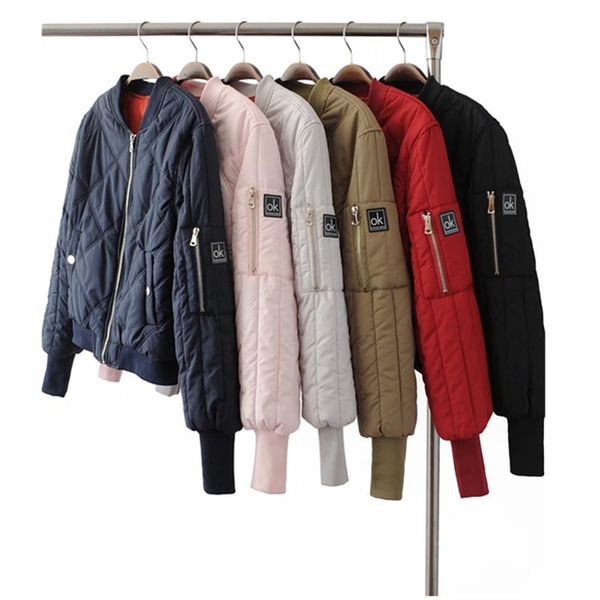 

ozhouzhan 2017 autumn new products women's dress baseball uniform solid color quilted cotton joint cotton-padded clothes zip-up outdoor, Blue;black