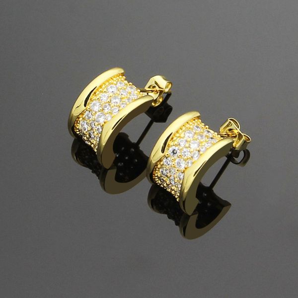 

fashion brand titanium steel spring love earrings full diamond for woman jewelry 18k gold plated silver/rose color wide for woman gift, Golden;silver