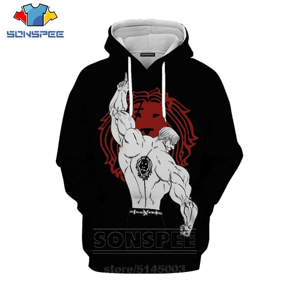 

sonspee the seven anime hoodies 3d print new funny women men sweatshirt hip hop o neck pullover c114-22, Black
