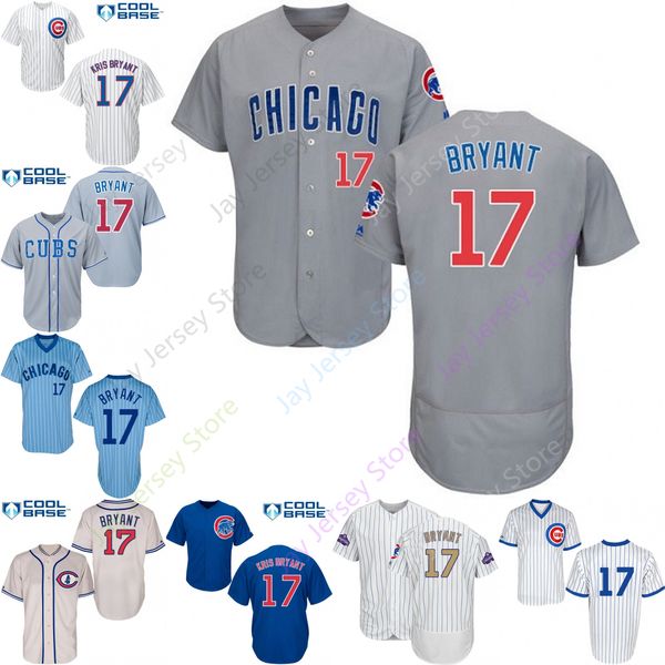 

2019 chicago 17 Kris Bryant Jersey Cubs Jerseys Cool Base Flexbase Home Away White Black Red Grey Pullover Button Men Women Youth