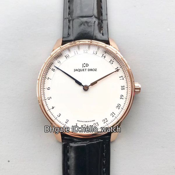 

new jaquet droz astrale grande heure j015233200 white dial automatic mens watch rose gold case leather strap gents watches, Slivery;brown