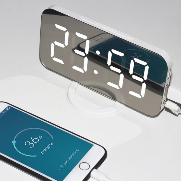 

creative mirror alarm clock multifunction led digital clock large screen time memory function electronic snooze table