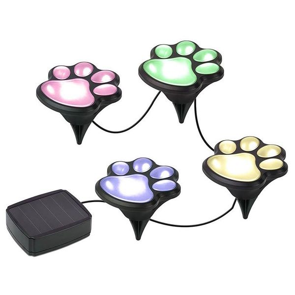 

новейший солнечный водонепроницаемый лапа печати свет pet trail light открытый газон свет пейзаж лампы теплый белый / белый / мульти