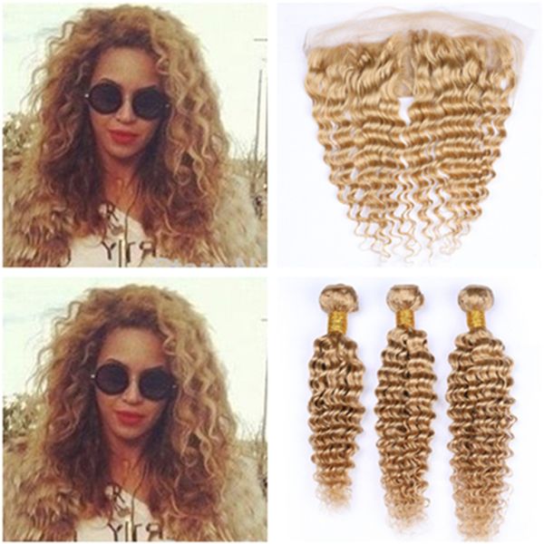 27 Honey Blonde Deep Wave Brazilian Human Hair Bundles With