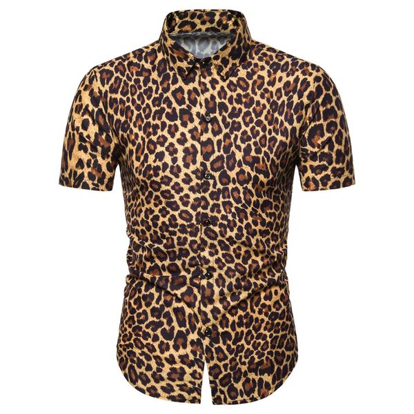 

leopard print miicoopie mens short sleeve fashion shirts for summer leopard print casual fashion men shirts, White;black