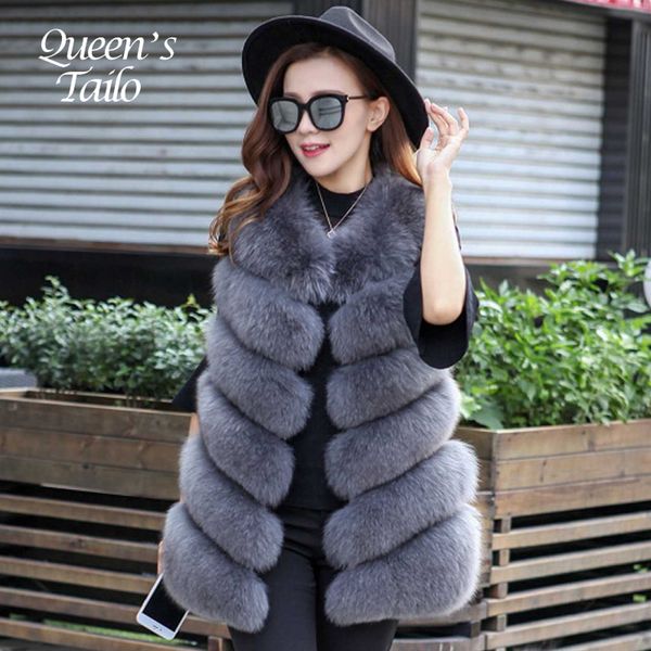 

women faux fur vest coat winter jacket sleeveless manteau femme hiver, Black