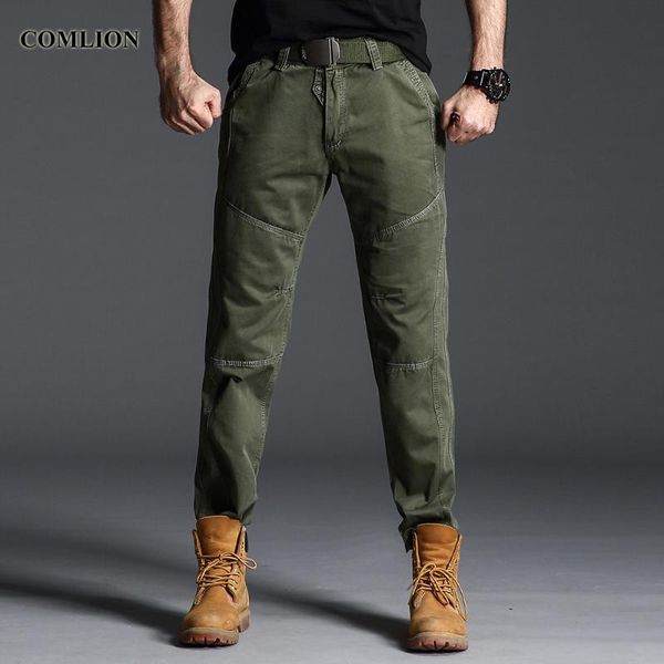 

original comlion men's cargo pants men casual cotton tactical baggy pants multi pocket workout trousers plus size f43, Black