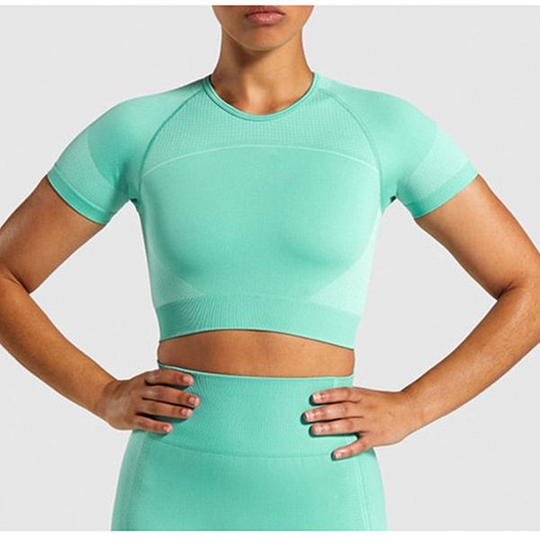 

2019 ультра бесшовного спорта центр crop top фитнессы тенниска женщины спорт йог тренировка верхней акулы activewear спортивной