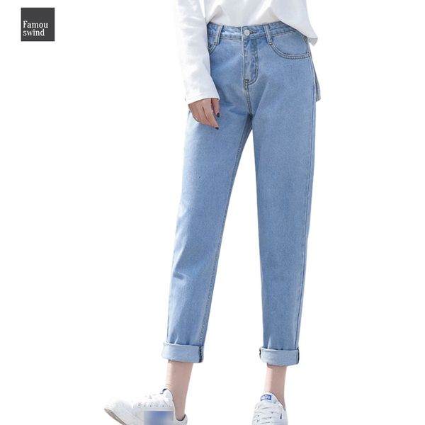 

jeans mujer plus size high waist denim korean jeans woman solid loose boyfriend washed jeans pants trousers style clothes, Blue