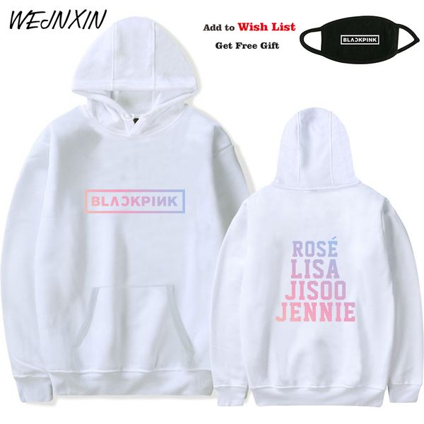 

wejnxin kpop blackpink hoodies with pocket korean fans pullover sweatshirt women men member member name print clothes moletom, Black