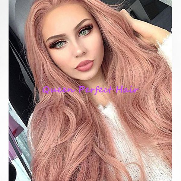 

передний парик оптовая розовый парик длинные тела волнистые волос 180% плотность glueless жаропрочных синтетические кружева с ребенком волос, Black