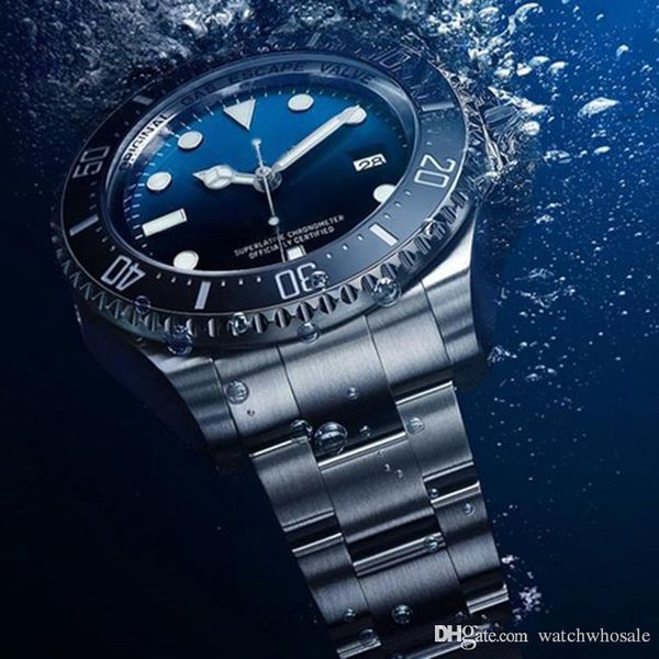 

mens high watch deep ceramic bezel sea-dweller sapphire cystal stainless steel with glide lock clasp automatic mechanical mens watches, Slivery;brown