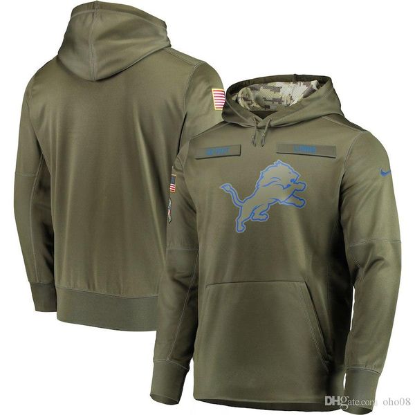 

new mens detroit lions sweatshirt olive salute to service sideline therma performance pullover hoodie, Blue;black