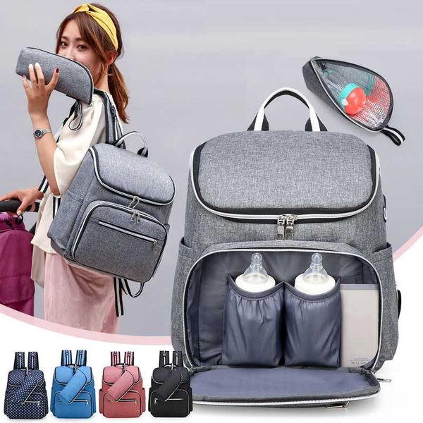 

baby diaper bag backpack baby bags multi-function waterproof gray travel maternity bag large nappy wth usb port for stroller