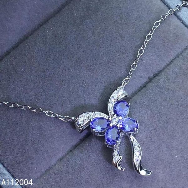 

kjjeaxcmy fine jewelry 925 sterling silver inlaid natural tanzanite female pendant necklace support detection
