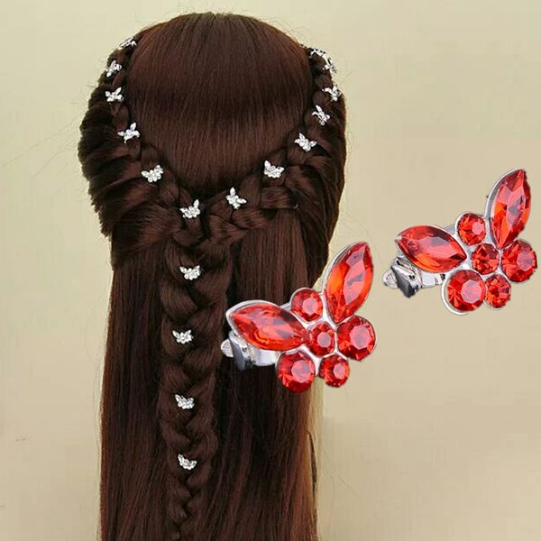 

10pcs crystal butterfly hair buckle claw clamp hair clip hairpins wedding bride barrette accessories for baby girl jewelry, Golden;white