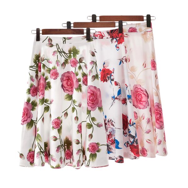 

summer women skirts chiffon print floral empire elastic casual women skirt vadim vintage elegant bodycon floral print midi skirt, Black