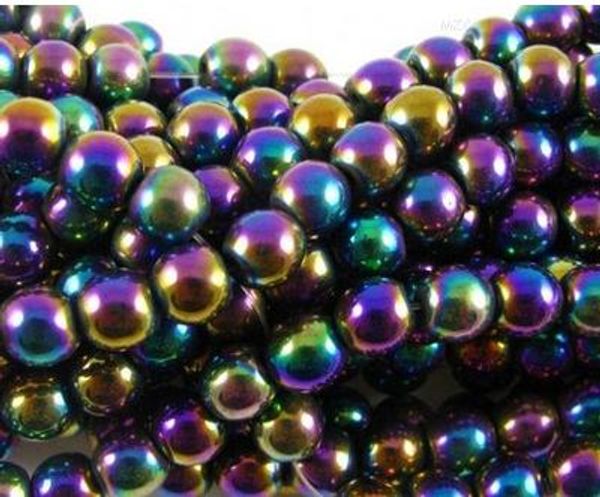 

8mm 10mm 200pcs/lot silver gold plated multicolor hematite round bead beads loose ball bead crystal findings