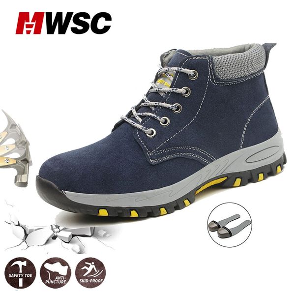 

mwsc new man working boots constraction safety shoes men working ankle boots toe steel protection lightweight, Black