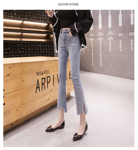 

blue gray women's tailored waist and hip princess jeans bk3263