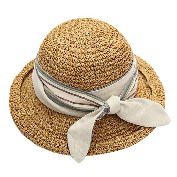 

2019 women sun hats handmade straw hat female ribbon floppy summer sun beach hat upf50 foldable wide brim cap chapeau femme ete, Blue;gray