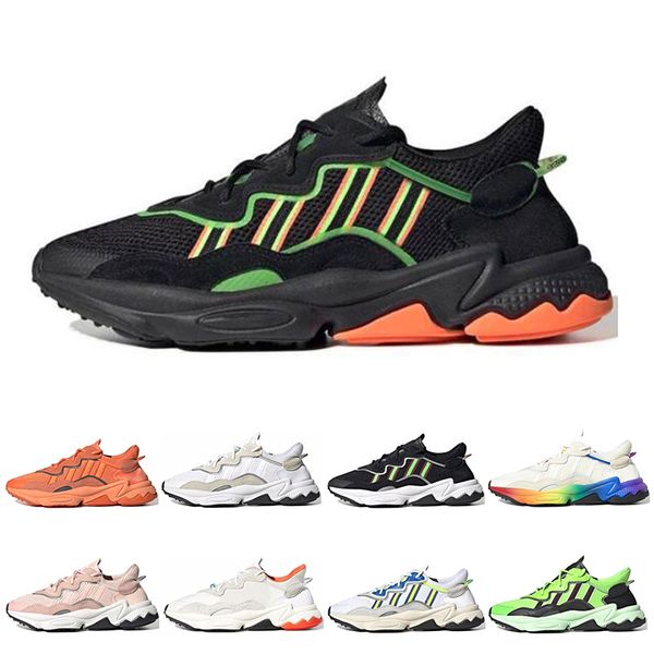 

fashion ozweego casual shoes men women pride reflective neon green solar yellow halloween tones core black sports sneakers 36-45