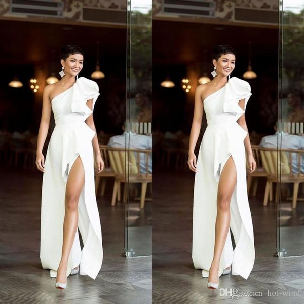 

sexy дешевые простые русалка пром платья одно плечо backless стороны высокого разделить вечернее платье вечерние платья vestidos de noiva og, Black