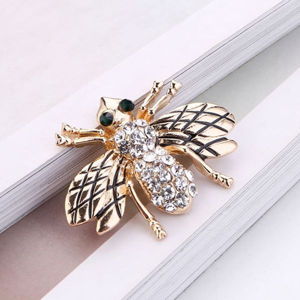 

fashion cute women pin rhinestone antique gold bee insect brooch pin jewelry, Gray