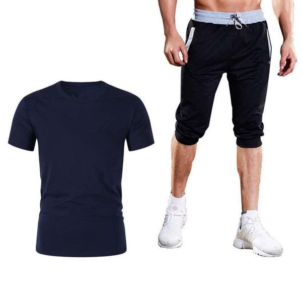 

Sets T Shirts +Short Men Brand Clothing Two Piece Suit Tracksuit Summer Fashion Casual Tshirts Gyms Workout Fitness Sets M-2XL