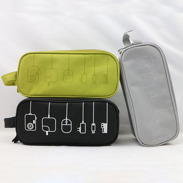 

2 layer large capacity gadget storage bag travel earphone devices usb cable organizer zipper case travel storage bag