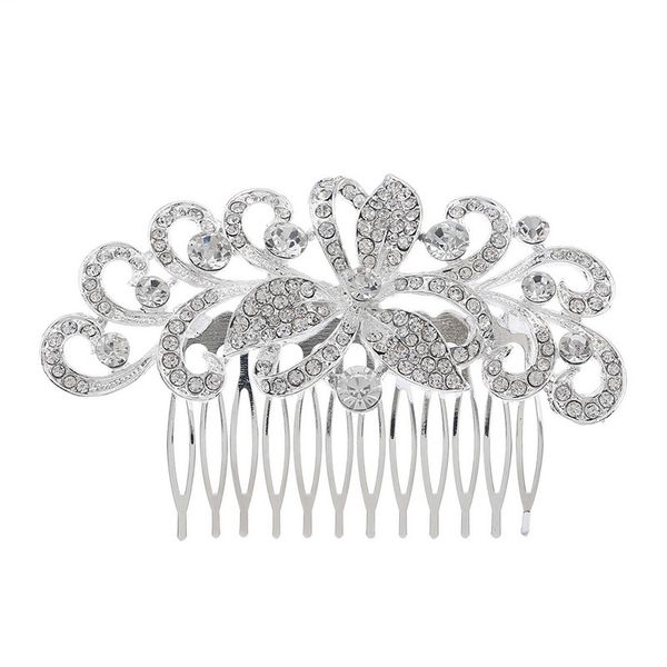 

wedding party 10x6cm hairpins beaded flower leaf headwear of bride crown diamond headwear for bride acting initiation graduation rs-161, Golden;silver