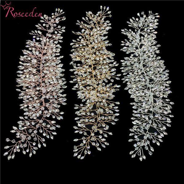 

romantic silver rose gold full rhinestone crystal wedding tiara headband 100% handmade bridal headpiece hair accessoriesre3129, Golden;white