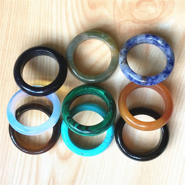 

6mm natural stone ring opal turquoises black onyx tiger eye sodalite malachite jewelry gift finger rings for women men, Golden;silver