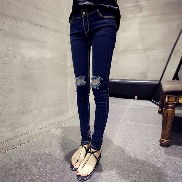 

low waist jeans women's pants skinny spring and autumn women's 2018 new style po tong slim slimming-korean-style slimmin, Blue
