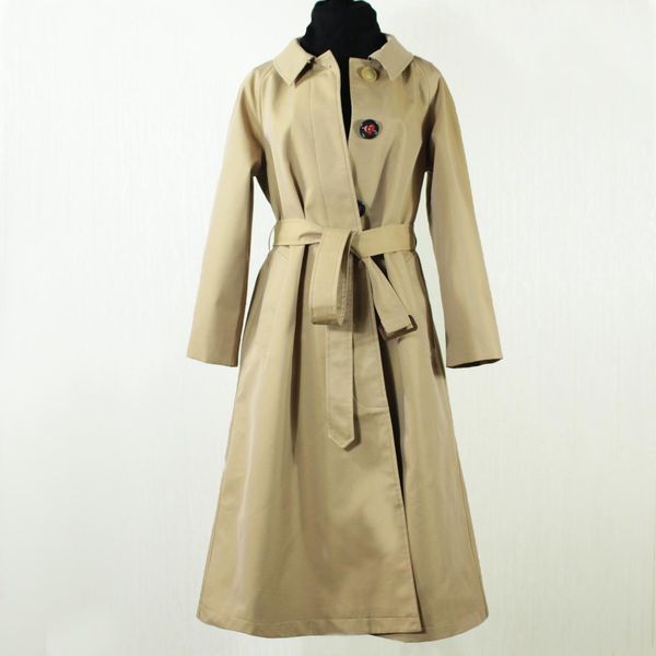 

british windbreaker women short temperament popular khaki single-breasted coat, Tan;black