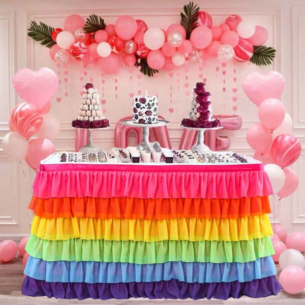 

multicolortable skirt 185 x 77cm festive birthday party decor table skirt wedding tutu tulle table skirt tableware cloth new