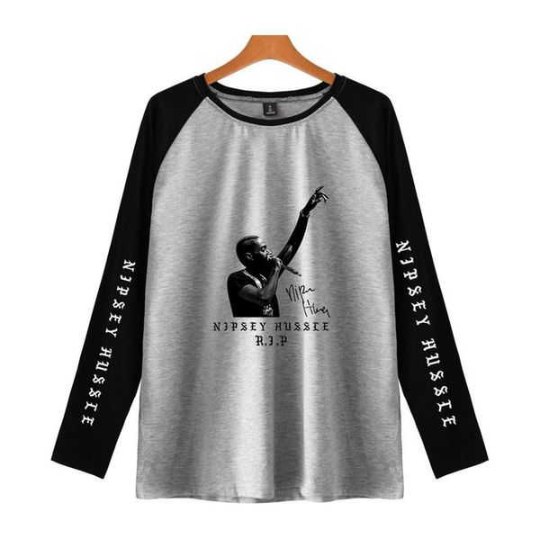 

nipsey hussle rip mens tshirts fashion 3d printed tees mens panelled crew neck long sleeves, White;black