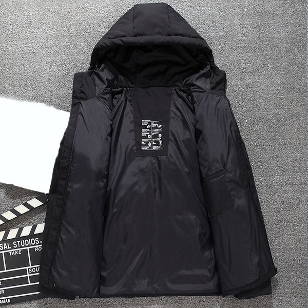 

winter mens duck down jacket snow ski thick hooded puffer parka coat overcoat, Black