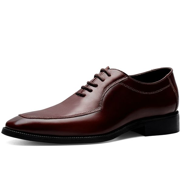 

italian style fashion men dress shoes genuine leather formal shoes men business oxford for zapatos de hombre, Black