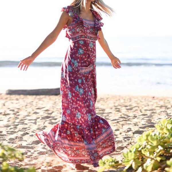 

summer women dress 2019 vintage bohemian floral tunic beach dress sundress pocket red white striped female bran, Black;gray