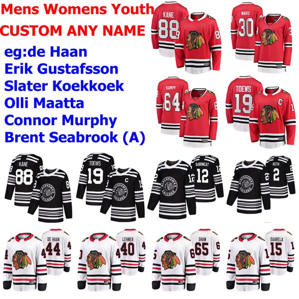 

2019 winter classic chicago blackhawks hockey jerseys patrick kane jersey jonathan toews debrincat duncan keith crawford custom stitched, Black;red