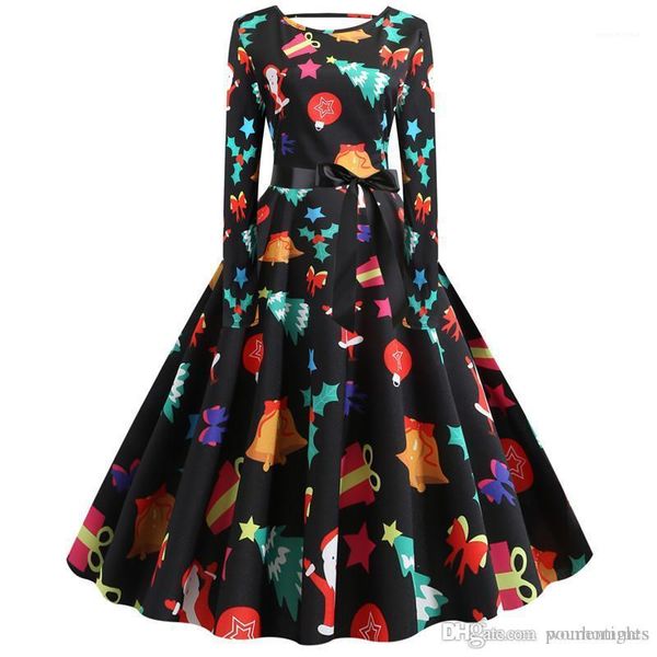 

fashion christmas print panelled womens expansion dresses designer females clothing 3d digital print womens casual dresses, Black;gray