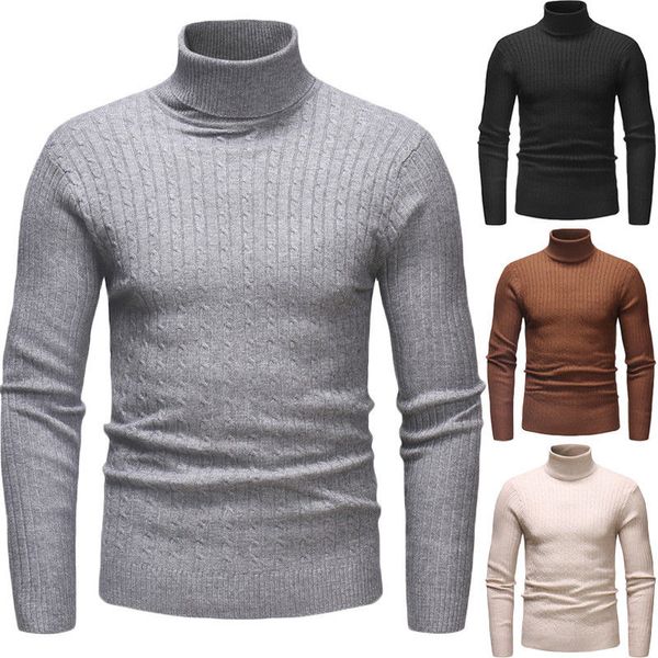 

fashion winter men slim warm turtleneck knitted pullover jumper sweater basic style turtleneck plain color sweaters, White;black