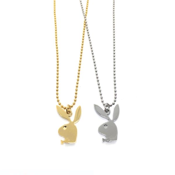 

playboy bunny necklace handmade jewelry rabbit symbol pendant charm gift for men women stainless steel love necklace, Silver